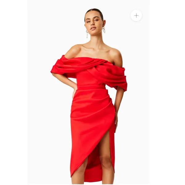 Elliatt March Off-Shoulder Ivory Midi Dress Size‎ Small $265 - Image 4