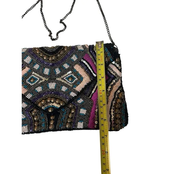 Vintage Beaded Sequin Embroidered Clutch Crossbody Boho‎ Festival Art Deco Bag - Image 7