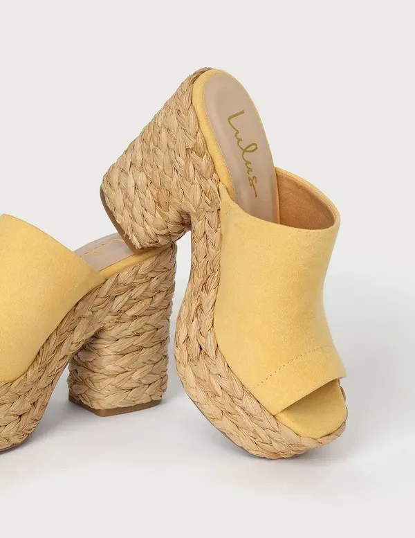 Lulus Ervyn Suede Raffia Platform Slide Sandals - Image 3