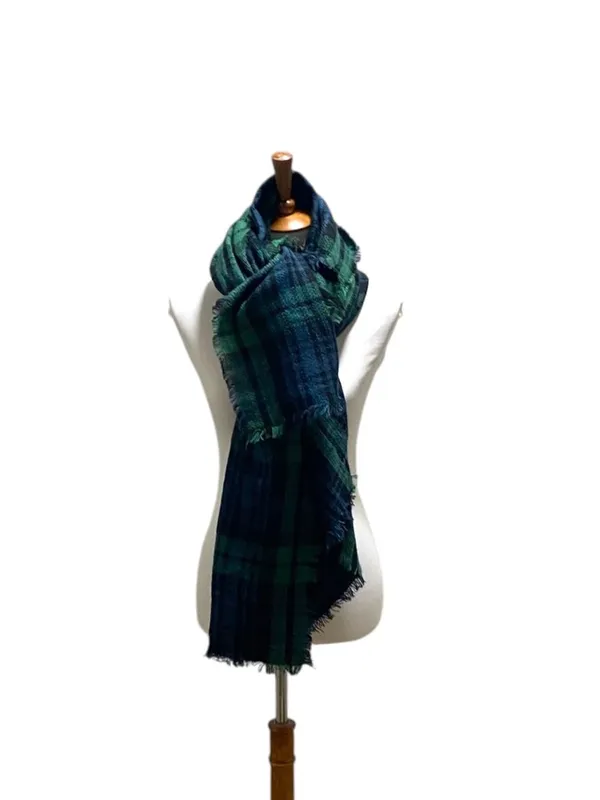 ModCloth Tartan Plaid Blanket Scarf Green One Size Preppy Coastal Academia Fall - Image 2