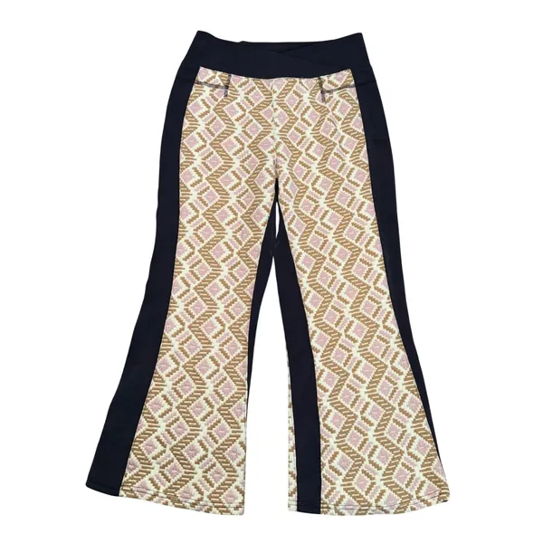 Free People FP Movement Flare Leggings Women M Black Pink Geometric Excellent - Image 2