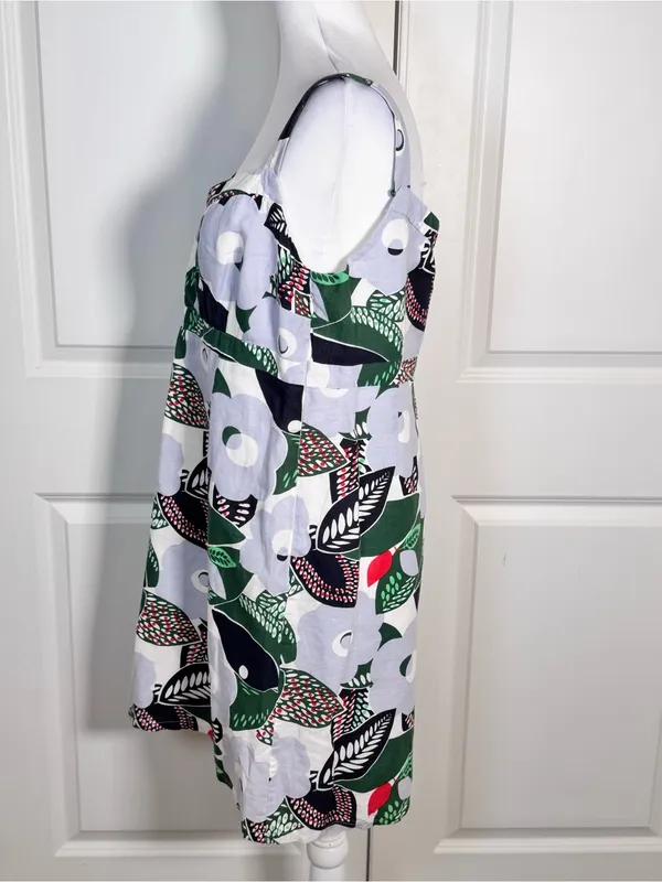 Boden Harbor Forties Floral Sundress Womens 10R Linen Cotton Retro Resort A-Line - Image 7