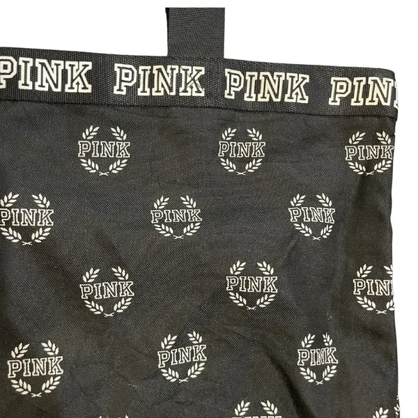 Victoria's Secret PINK All Over Logo Canvas Tote Zip Closure Travel Chic Y2K - Image 2