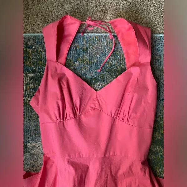 Vintage K Studios cotton coral sweetheart tie open sundress, size 14 - Image 2
