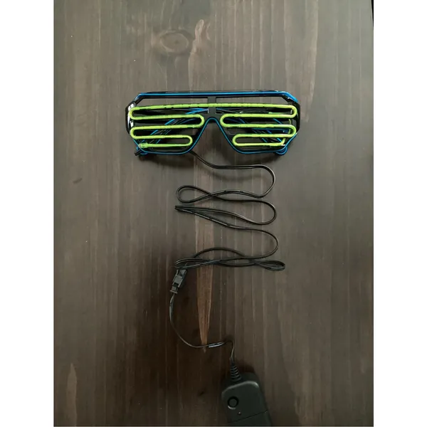 NWOT Dual-Color EL Wire Neon Rave Glasses Classic 1980s retro shutter-style - Image 2