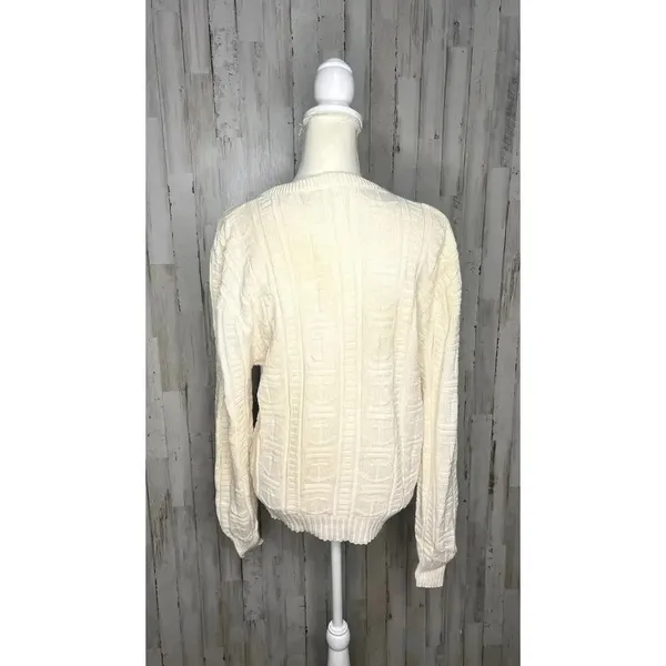 Vintage J.G. Hook Women's XL Ivory Knit Anchor‎ Long Sleeve Pullover Sweater - Image 4