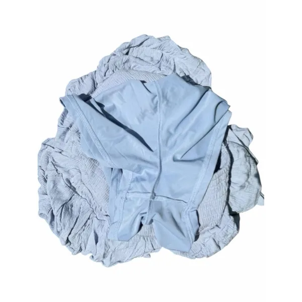Hollister Tiered Ruffle Mini Skirt Blue Gray Medium Smocked Waist Boho Coquette - Image 6