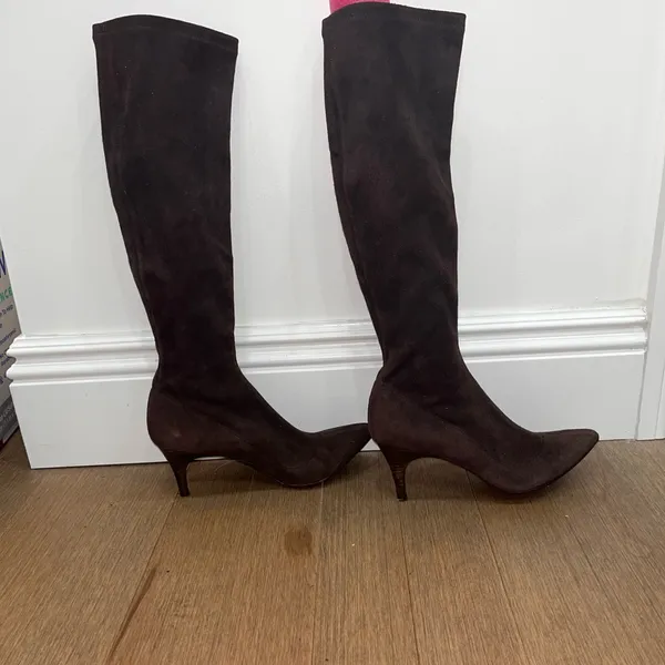 Brown Faux suede leather sock boots size 8 1/2 - Image 11