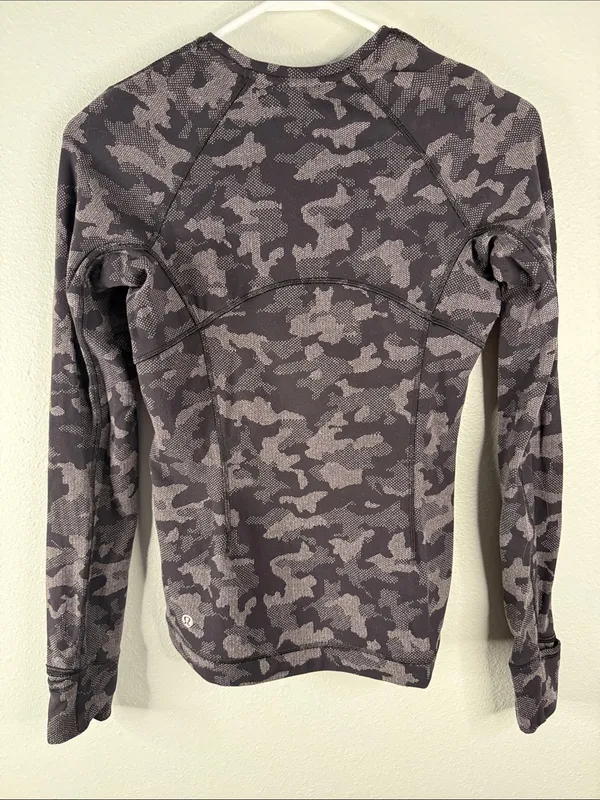 Lululemon Runderful Long Sleeve – Heritage Camo Jacquard Black Lunar Rock Size 4 - Image 6