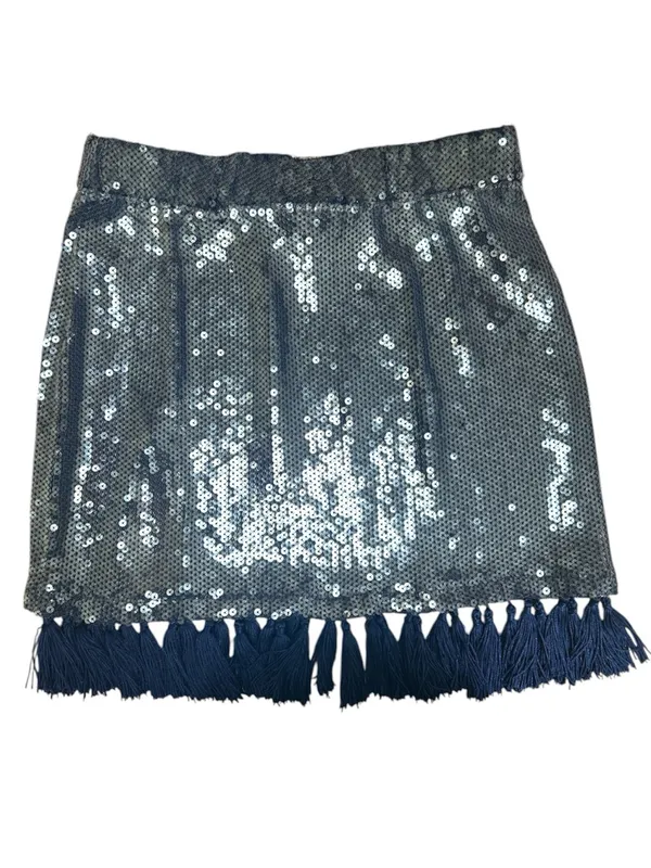 Free People EastNWestLabel Sequin Tassel Navy Mini Skirt Small Festival Western - Image 3