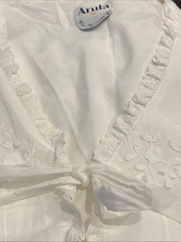 Arula Cotton White Lace Tie Front Tank Vest NWT 2X - Image 5