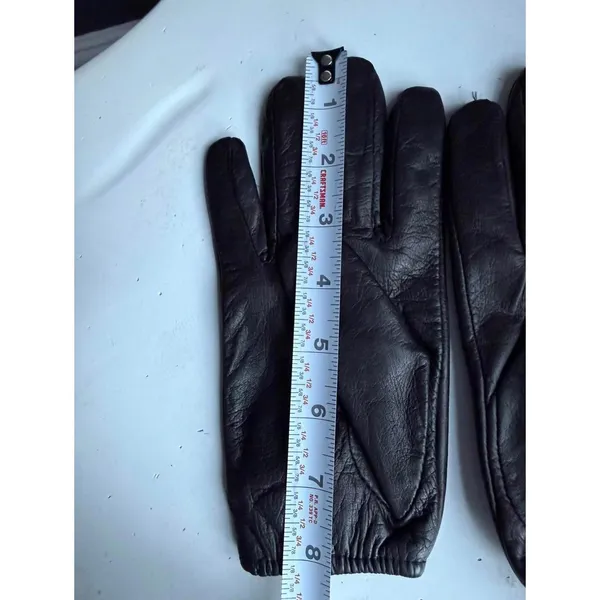 Italian Sheepskin Black Leather Gloves Size Small - Image 2