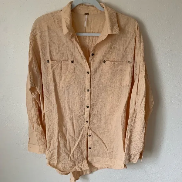 Free People Seersucker Peach Top - Image 2
