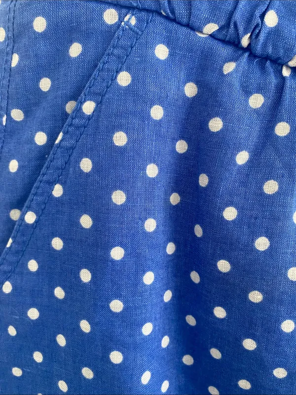 J Crew Linen Polka Dot Lined w Pockets Elasticated Waist Ribbon Tie Skirt 8 - Image 5