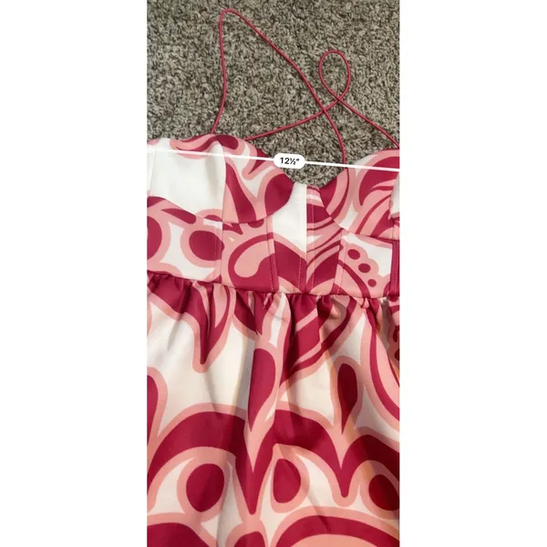 ASOS DESIGN Pink Abstract Floral Strappy Midi Dress Size 4‎ Sweetheart Neckline - Image 8