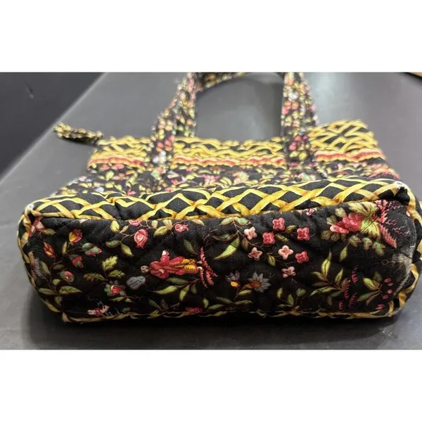 Vera Bradley Iconic Small Tote Bag MING Black Bamboo Floral Quilted Y2K Purse‎ - Image 9