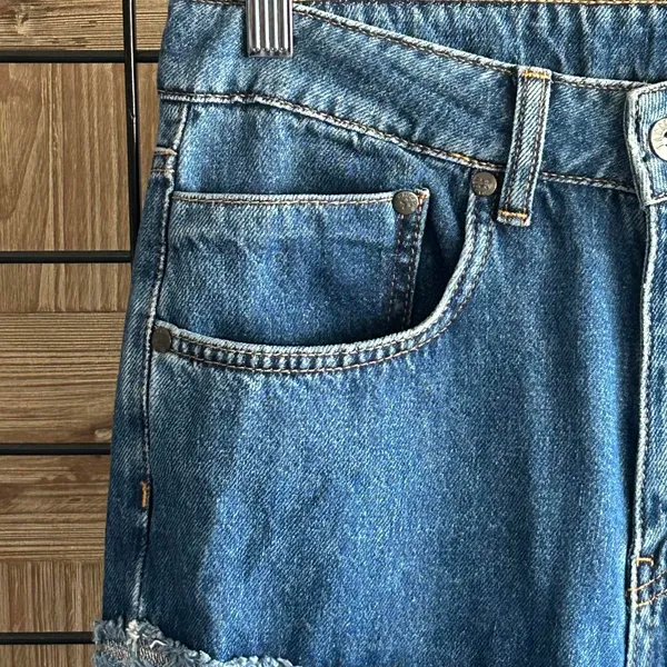 Ragged Jeans Size 28 Colorblock Straight Leg Frayed Denim - Image 2