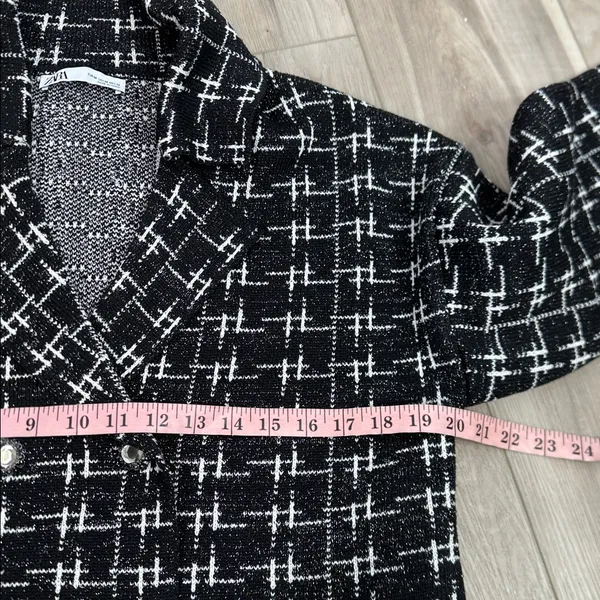 Zara jewel button double breasted metallic thread knit blazer jacket medium - Image 8