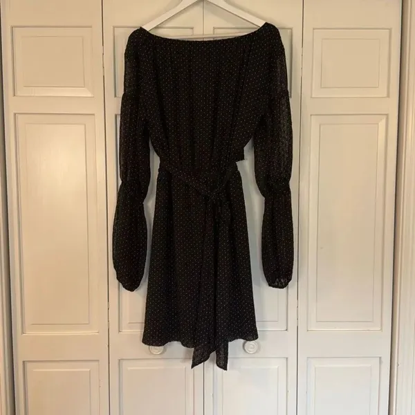 Club Monaco black Jowdie polka dot wrap dress size 6 - Image 7