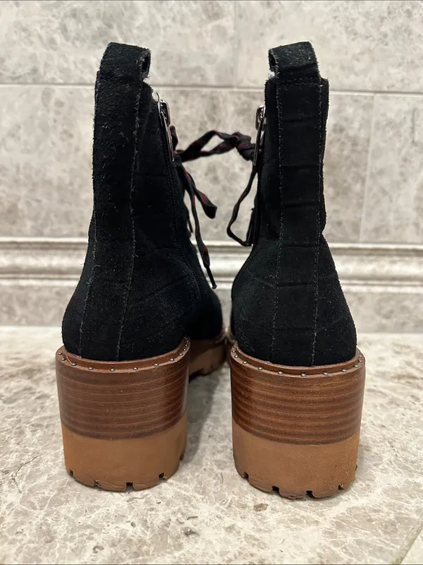 Vince Camuto Debsen Suede Lug Sole Boots Size 8.5 Euro 39 Black - Image 10