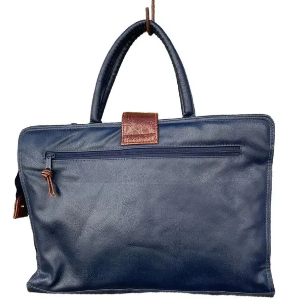 Vintage Capezio black & brown faux leather laptop briefcase - Image 2