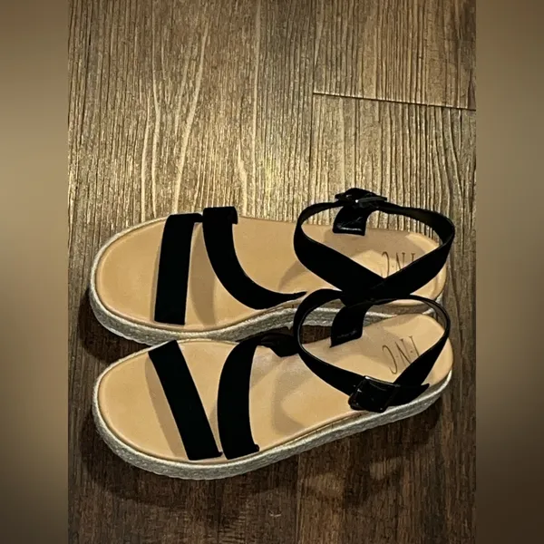 INC Black Espadrille Platform Sandals Size 8.5 - Image 2