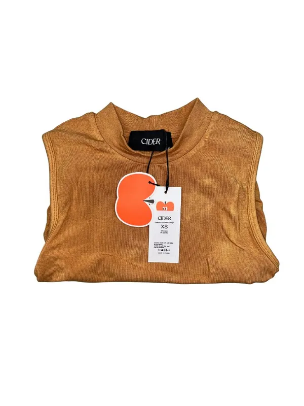 Cider Brown Ruched Sleeveless Mock Neck Top XS NWT - Image 2