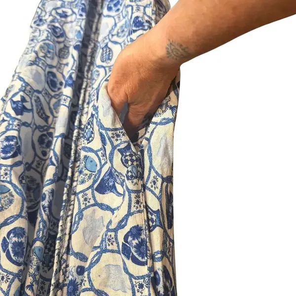 Isaac Mizrahi New York Linen Blend Maxi Dress NWT Blue White - Image 8