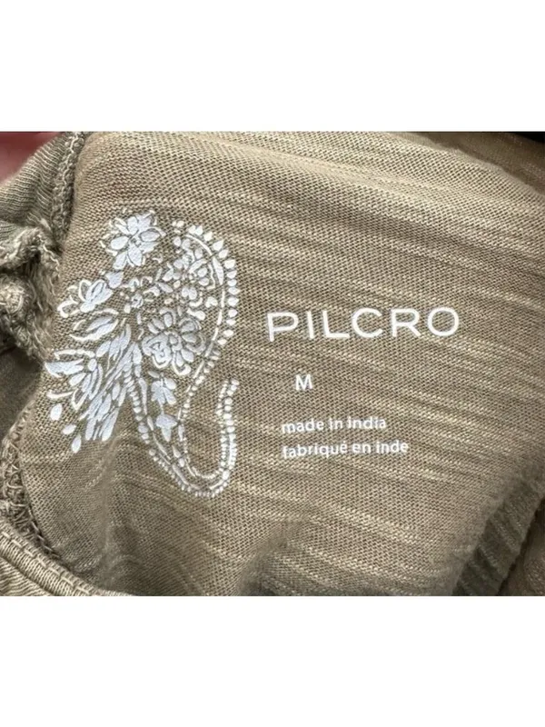 Anthropologie Pilcro Top Womens Sz M Ruffled Open Back Moss Cotton Long Sleeves - Image 10