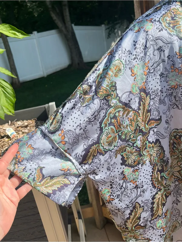 Free People Intimately Goddess Satin Paisley Oversized Sleep Shirt Size XS Boho - Image 4