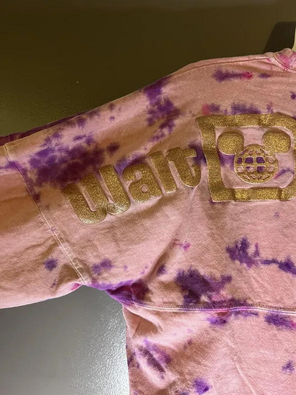 Disney Walt Disney World Spirit Jersey Sweatshirt Womens XS Pink Tie Dye Glitter - Image 7