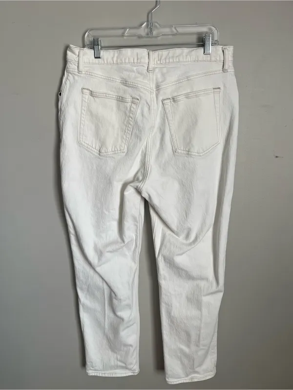 ABERCROMBIE & FITCH White The 90s Straight Ultra High Rise Denim Jeans Sz 16 - Image 7