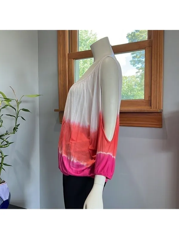 Vintage Havana Tie Dye Ombre Cold Shoulder Top Small - Image 3