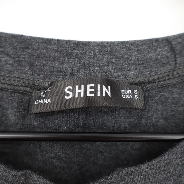 SHEIN Crop Top Womens S Lightning Bolt Charcoal Gray Raw Hem Excellent - Image 2