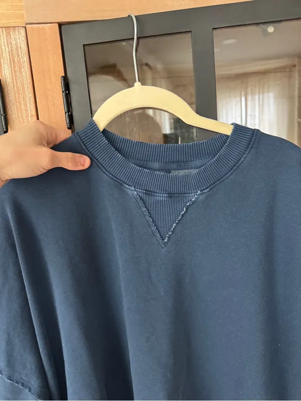 American Eagle Seriously Lived-In Oversized Crewneck Sweatshirt Navy ribbed - Image 8