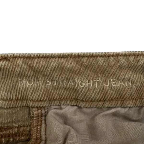 American Eagle Mom Straight Corduroy Pants Tan Khaki Acid Wash Boho Size 4 - Image 9