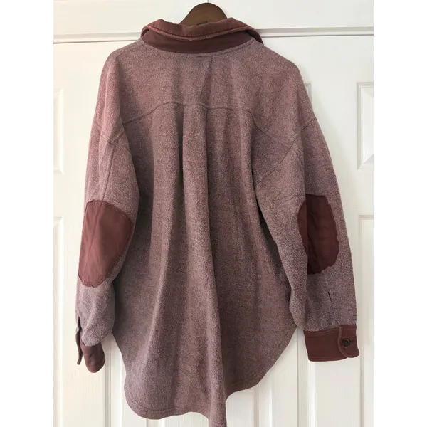 Free People We The‎ Free Ruby Jacket Wine Burgundy Fleece Shacket Medium - Image 3