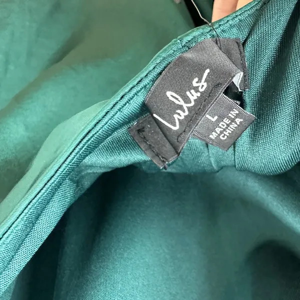 Lulus Love in Your Life Emerald Green Satin Halter Maxi Dress Formal Large NWT - Image 9