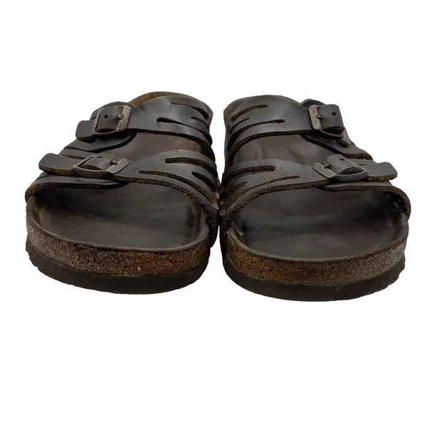 Birkenstocks Sz 38 US W7 Brown‎ Leather Mayari Arizona Granada slide Sandals Y2K - Image 2