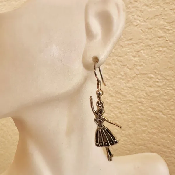Ballerina Dangle Earrings – Silver Tone - Image 10