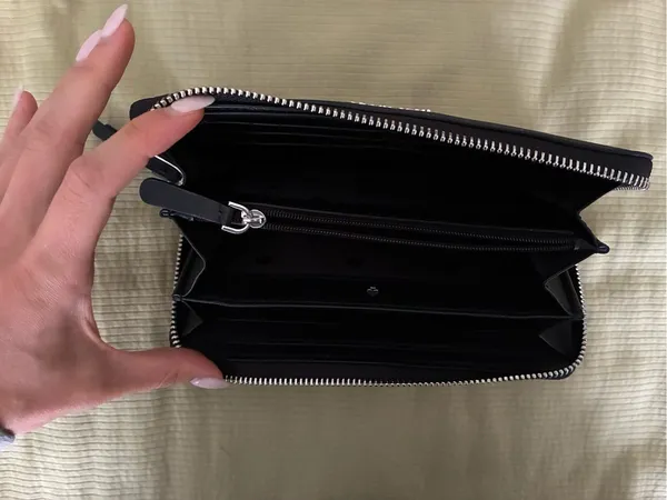 Kate Spade Cameron York Stripe Large Continental Wallet Blue Saffiano Leather - Image 7