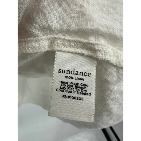 Sundance Womens‎ White Linen Top Size M Pockets Quarter Button Boho Casual - Image 8