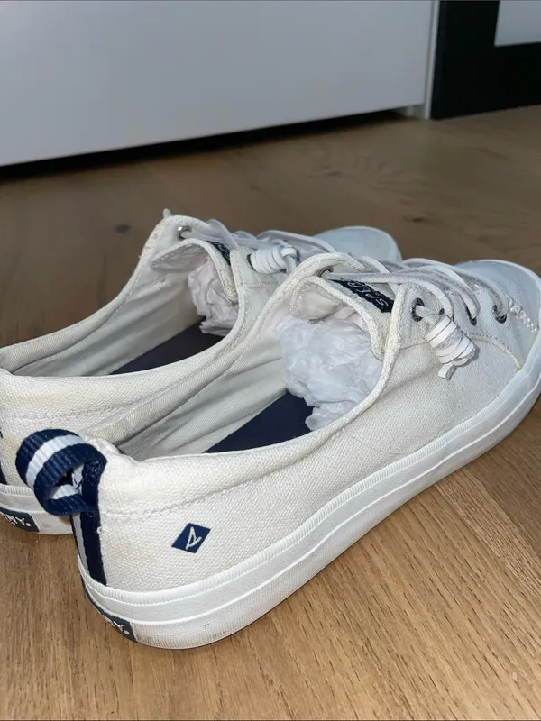 Sperry Crest Vibe White Canvas Low-Top Sneakers with Navy Accents Size 9.5 - Image 5