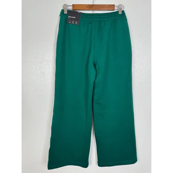YPB neoKNIT Wide Leg Track Pants Green White Stripe‎ Small Short NWT - Image 2