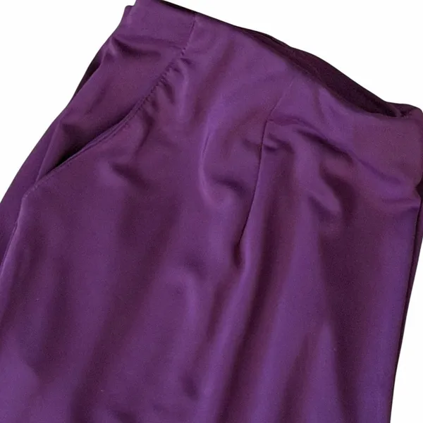 Susan Graver Size Small Burgundy Premier Knit Pull On Wide Leg Pants Pockets - Image 5