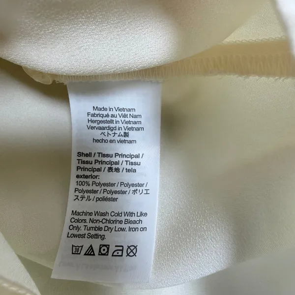 J.Crew Size-M Womens Ivory Satin Split Neck Long Sleeve Blouse Top Office - Image 7