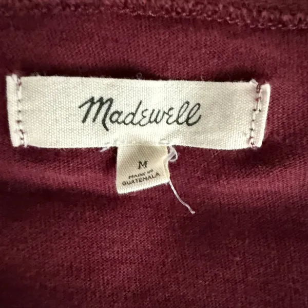 Madewell Long Sleeve‎ V Neck Maroon Shirt Size Medium - Image 8