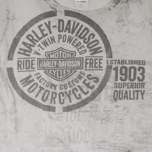 Y2K 2016 Harley Davidson Gold Stud Logo Shirt Gray Size L - Image 6