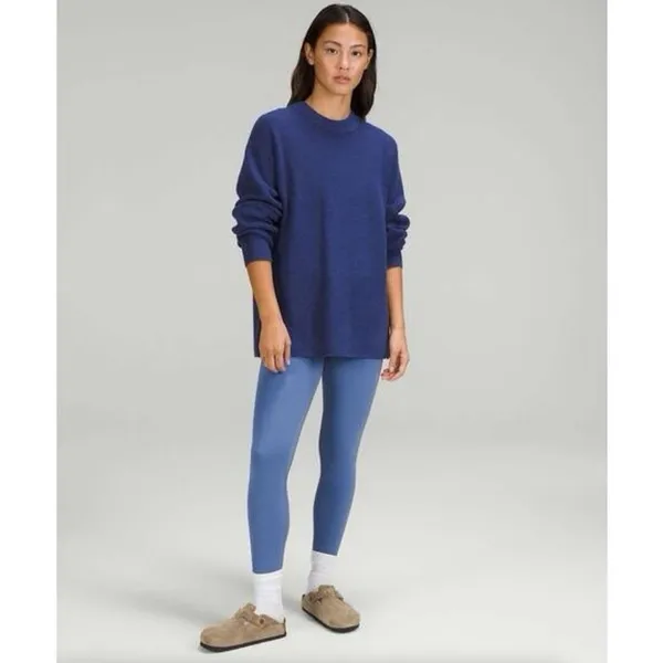Lululemon Sweater Size XL Merino Wool-Blend Ribbed Crewneck Heathered Blue Thick - Image 2