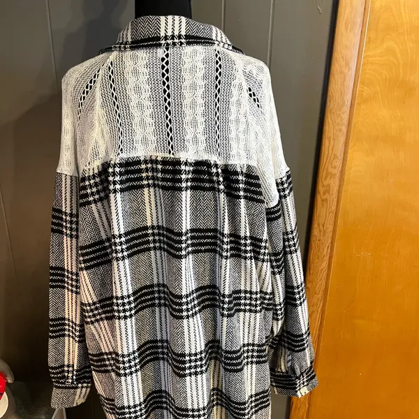 WHITE BIRCH Black and White oversized shacket. NWOT size‎ 1X - Image 2